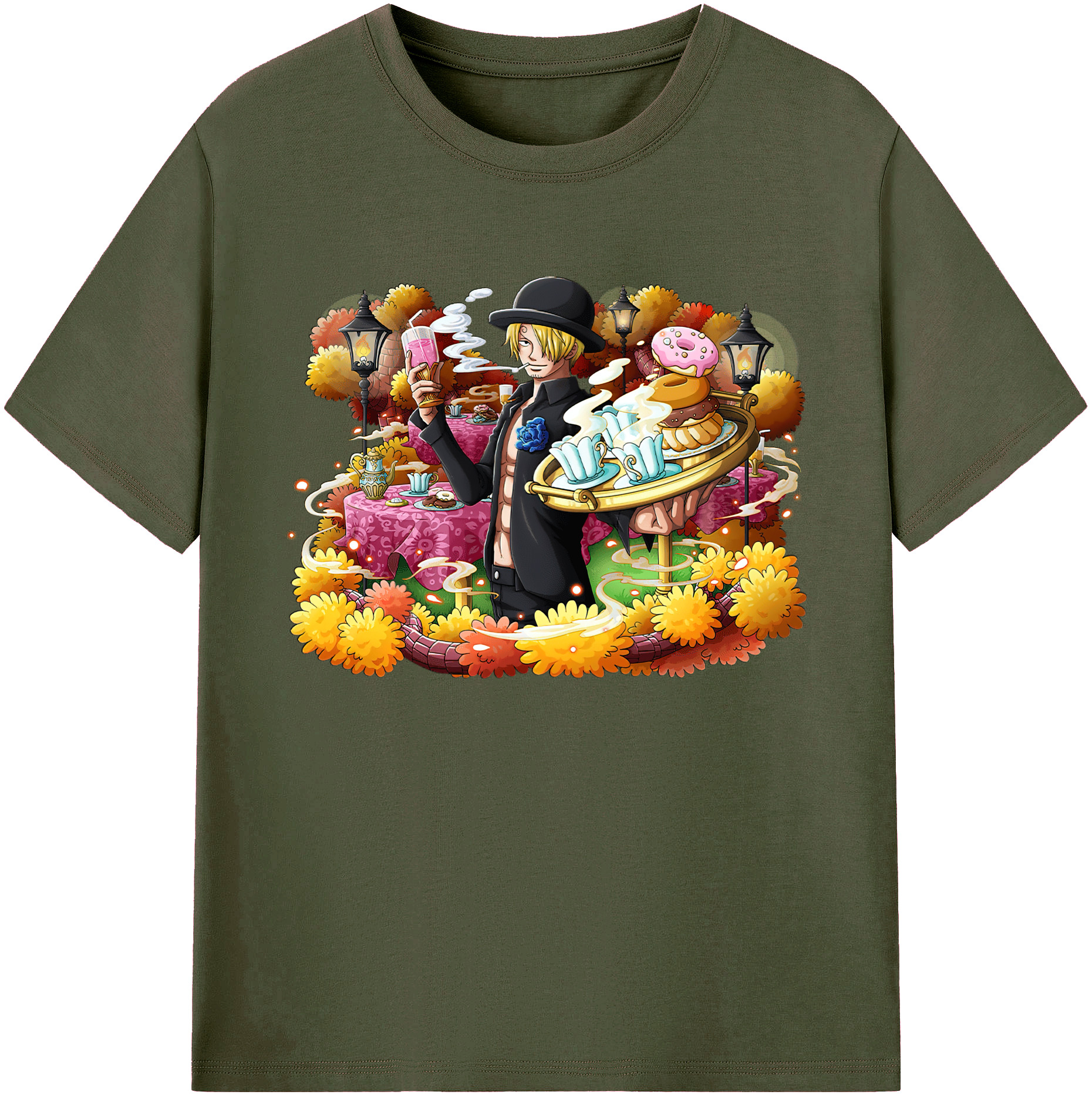 （画像用） ワンピース サンジ ONE PIECE Sanji 綿100％ メンズ半袖Tシャツ｜肌触りやわらか＆通気性